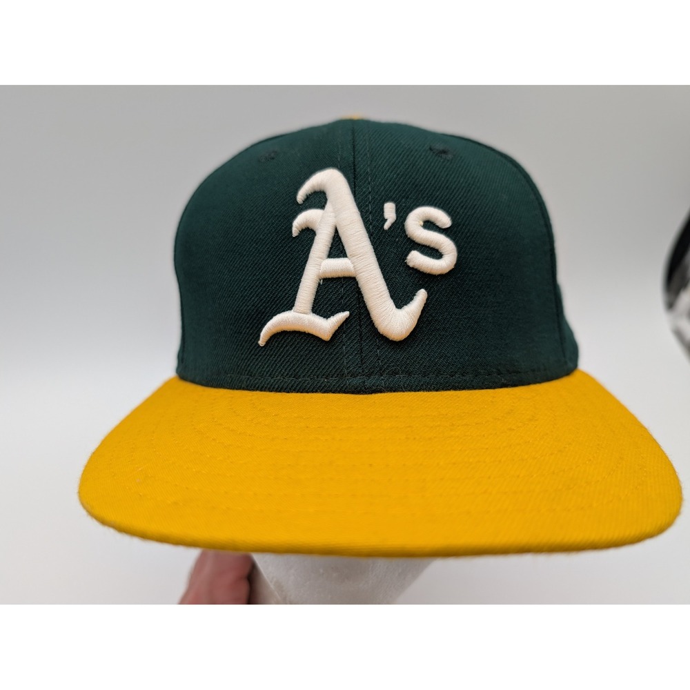 New Era 59FIFTY Oakland Athletics Hat Green Yellow Size 7 1/4 MLB Authentic Cap